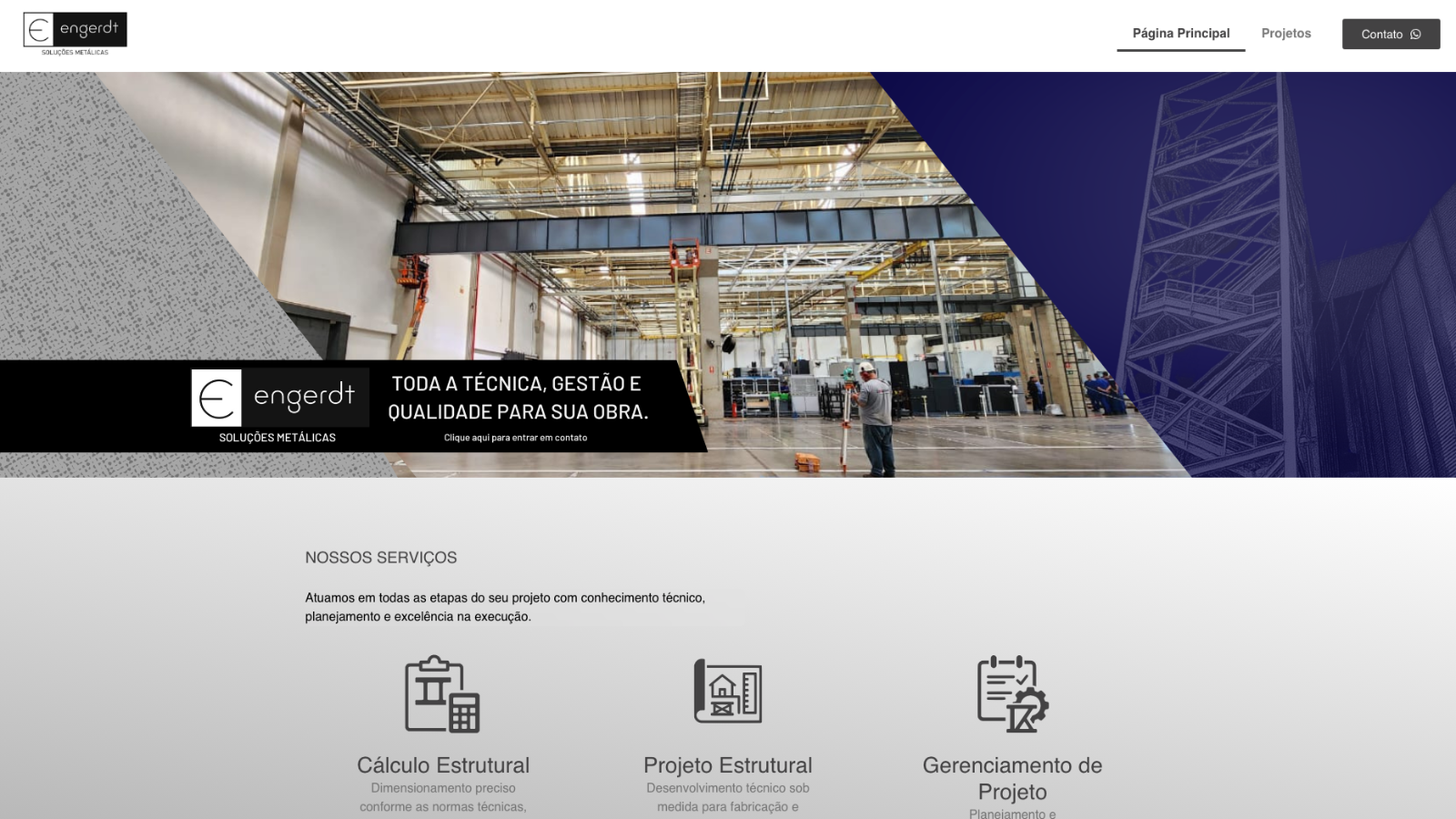 Site institucional de empresa de engenharia civil